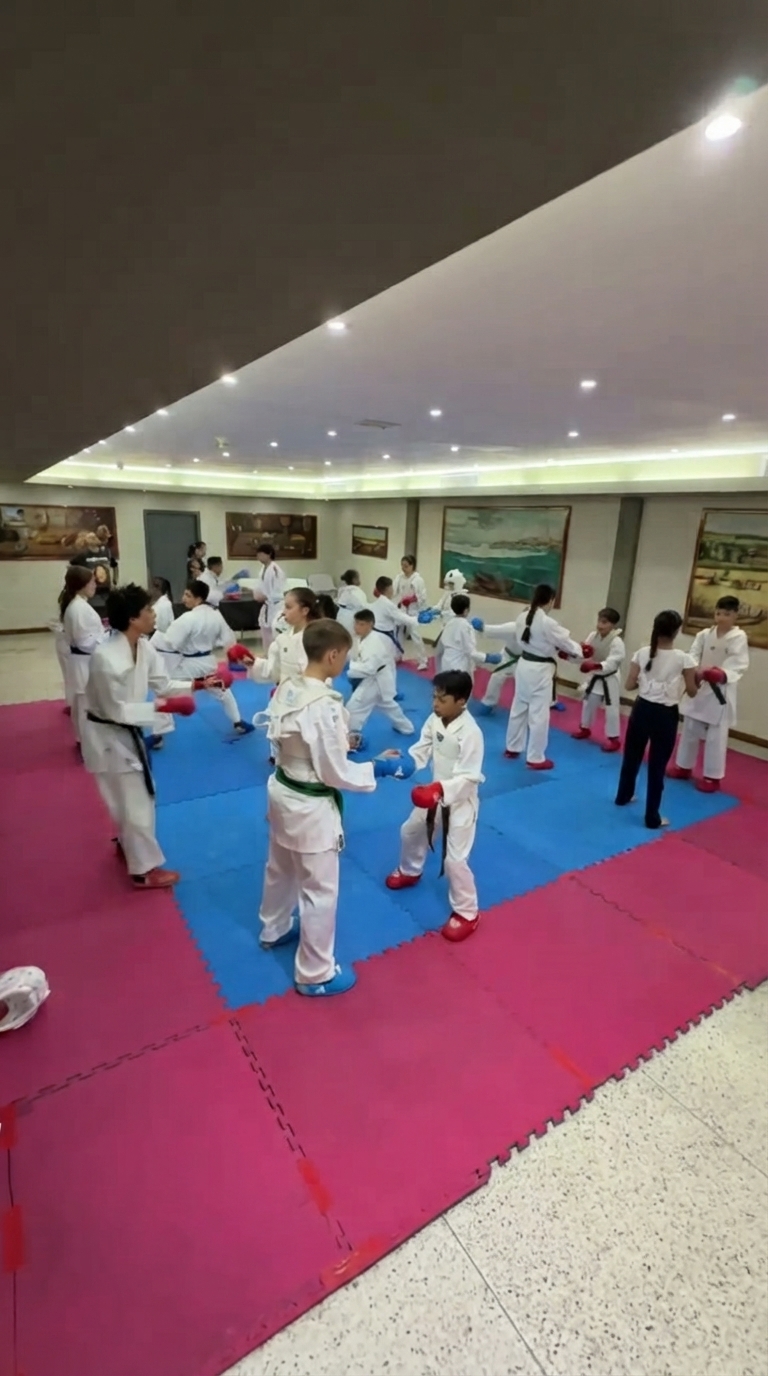 Niños entrenando en el dojo